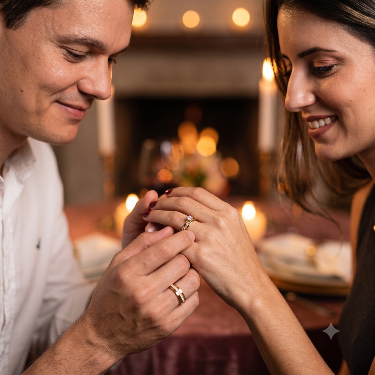 Aliança de ouro 18k com diamantes (par)