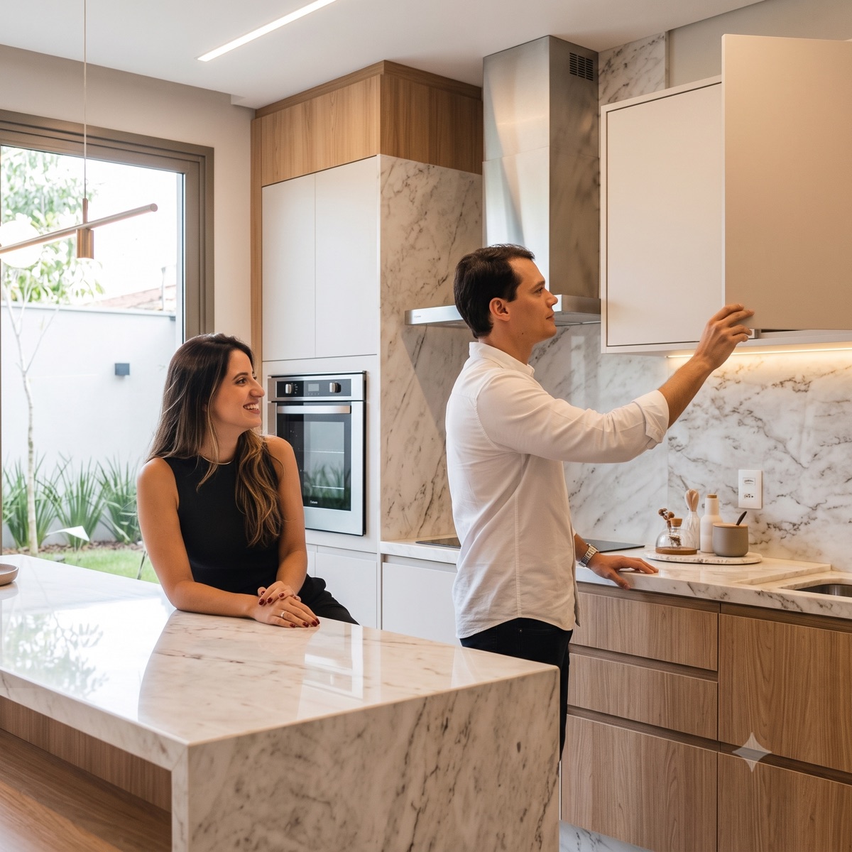 Cozinha planejada completa (armários + bancada + eletros embutidos)
