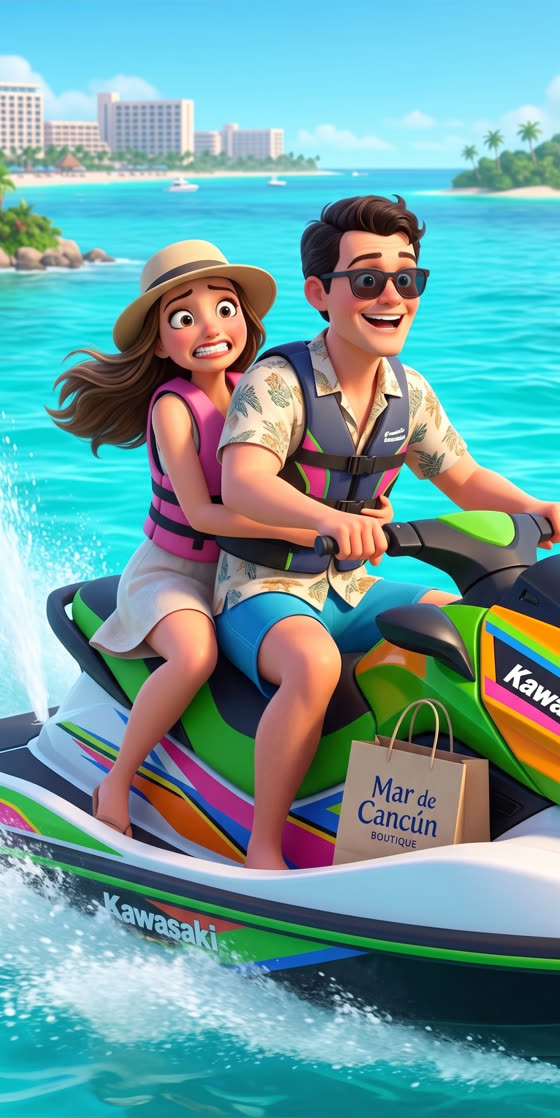 Primeiro passeio de jetski dos noivos